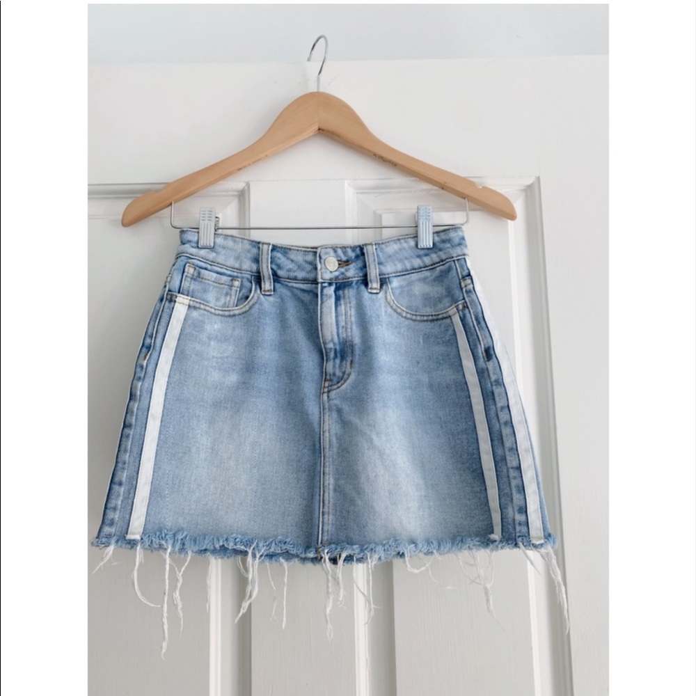 Pacsun Light Wash Mini Jean Skirt with White Stripes